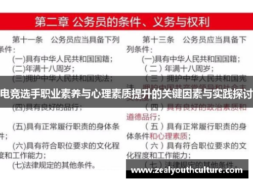 电竞选手职业素养与心理素质提升的关键因素与实践探讨